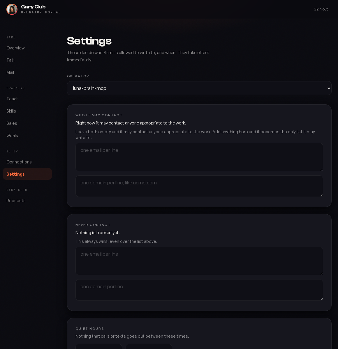 The Settings screen.